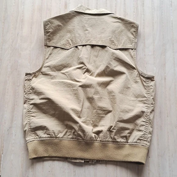 LAUREN Ralph Lauren Khaki Cargo Utility 7 Pockets Outdoor Zip Snap Cotton Vest - Picture 8 of 10